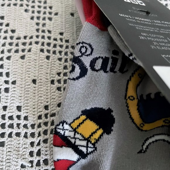 NEW with tags YoSox  grey, red, navy, white & yellow socks men’s size 7-12 rare - Picture 8 of 9